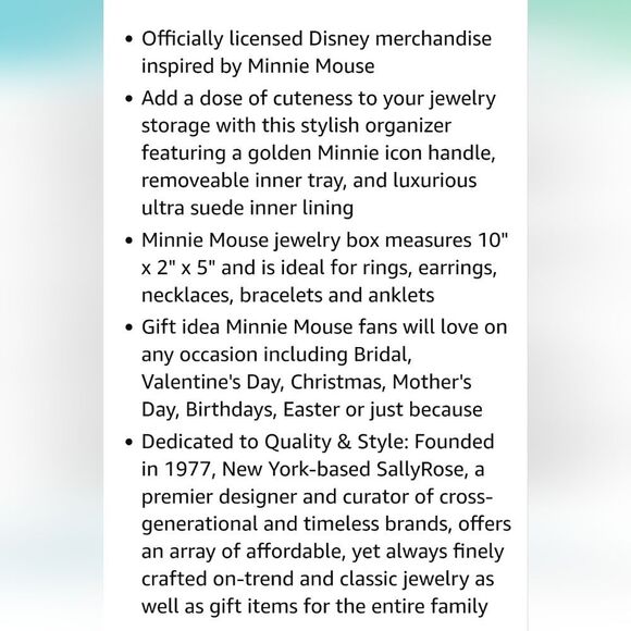 Disney Minnie Mouse Gold Icon Pink Lacquer Wood Jewelry Organizer - Picture 10 of 15